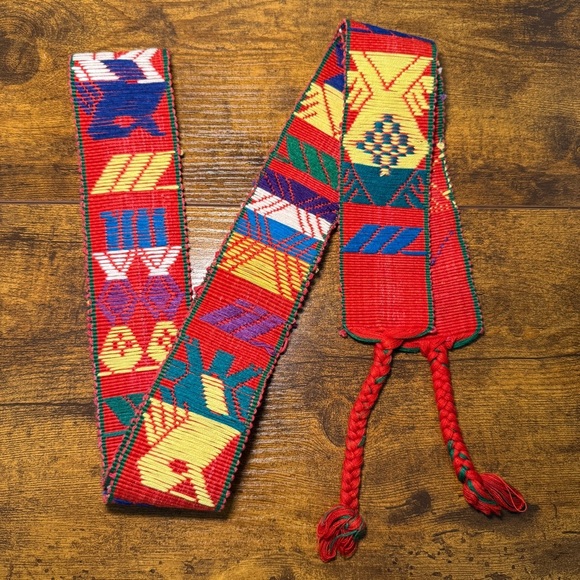 Unbranded Other - VTG Boho Faja Sash Belt Strap 60" Colorful Handwoven Guatemalan Embroider Hippie